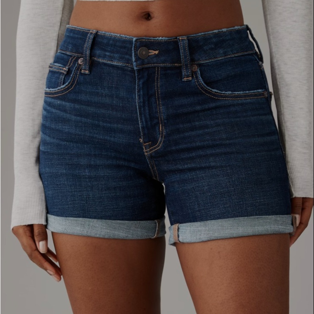 American Eagle Outfitters Blue Jean Shorts Cuffed Hem